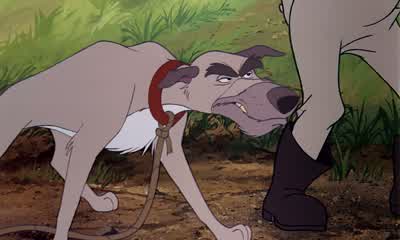 I saw it happen Amos Slade that temper of yoursis going to get you into a lot of troubleTemperTemper woman You ain't seen my temperIf I ever catch that fox on my property again I'll blast himAnd next time I won't miss - The Fox and the Hound