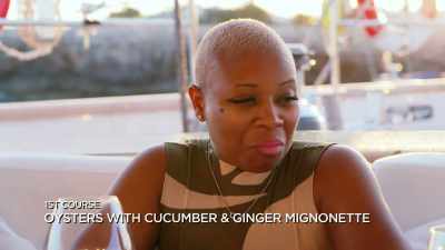 You are having oysters with a
cucumber and ginger mignonette. - Below Deck Sailing Yacht