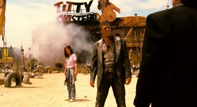 You ever been here beforeHeh NoAh I drove by it a couple timesIt's a rowdy place it's out in the middle of nowhereThere'd be no cops And it's open from dusk till dawnHey didn't you say you wanted to meet in the morning Here we areWell since you just - From Dusk Till Dawn