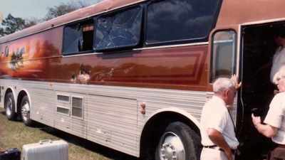 You go to bed on a bus
driving down a freeway, - Randy Rhoads: Reflections of a Guitar Icon