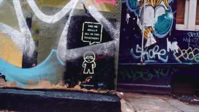You know, a graffiti
like that across the road - Wake Up Punk