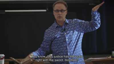 You know, lady justice has the scale
right with the sword, blindfold? - 1946: The Mistranslation That Shifted Culture