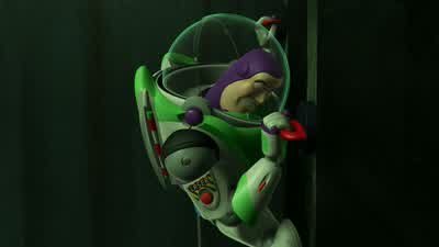What was I thinkingMy antigravity servosHang tight everyone I'm going to let go of the wallWhat He wouldn'tOne He wouldTwoThreeTo infinity and beyondApproaching destination Reengaging gravityArea secureIt's okay troopsThe antigravity sickness will wear - Toy Story 2