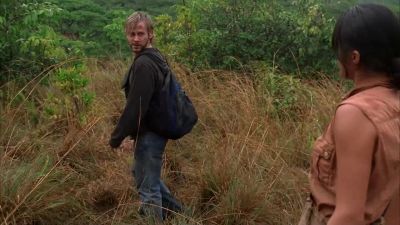 - You looking at my bum?
- No, I'm looking at your gun. - Lost