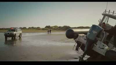 - You need to get down
off that boat, please. - Far North