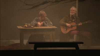 You pluck the strings, like this...
(PLAYS CHORD) - Great British Theatre