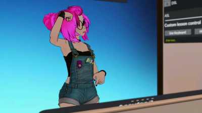 You point to your head...
point to your head, - We Met in Virtual Reality