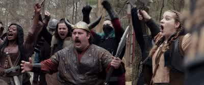 Yes! Yes! Yes! Winner! For Mount Deepdale! -LARPER 2: Huzzah! -GRILLS: Yes! -Yes! -GIRL IN BRAIDS: A - Hawkeye