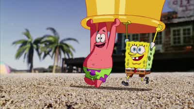 Do you still have that bag of windsI sure doboth laughingHere you goUhWhatNothing NothingOkay let's go over the instructionsLet's seeit says here Step onePoint bag away from homeStep two Plant feet firmly on groundRightStep three Remove string from bag - The SpongeBob SquarePants Movie
