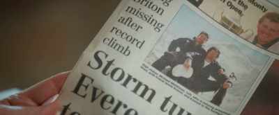 "Young Briton missing after record climb.
Storm turns Everest joy to tragedy." - Finding Michael