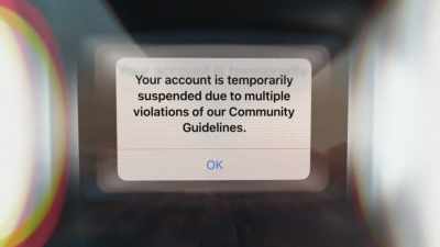 "Your account is
temporarily suspended - TikTok, Boom.