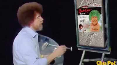 Your favorite painter, Bob Ross, Chia Pet. - Bob Ross: Happy Accidents, Betrayal & Greed