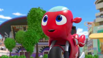 - Your first pizza
is going to 17 Sparkplug Street. - Ricky Zoom