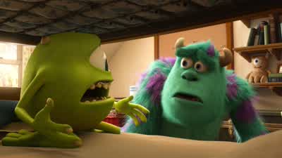 Your grubby paw was in my bedWere you kissing my handNo And what about you with all your sheddingI don't shed Really - Monsters University