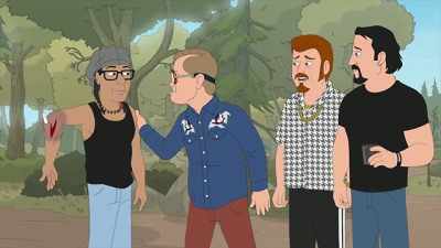 You're not escaping, Hunt.
Give us the plutonium. - Trailer Park Boys: The Animated Series