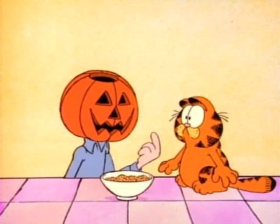 You're probably wondering what I'm doing with this pumpkin on my head - Garfield in Disguise