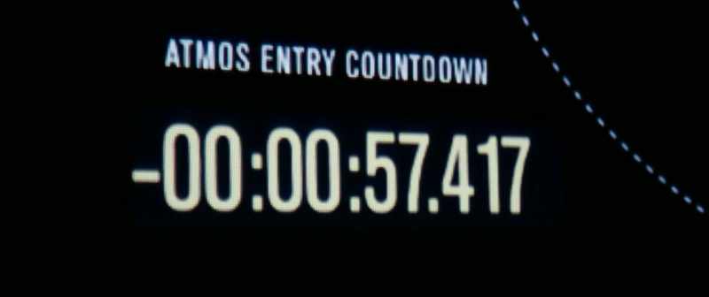 57 seconds until the lander enters the atmosphere