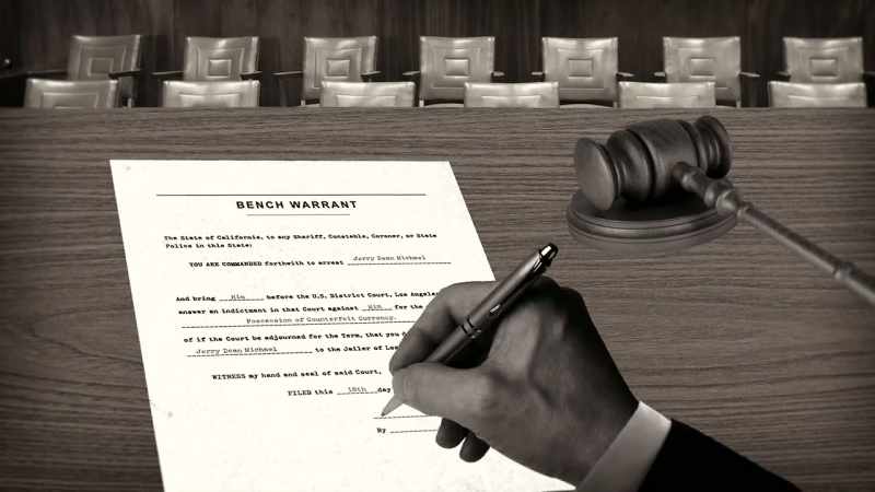 A bench warrant for the subject's arrest