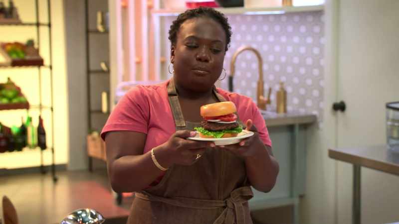 A burger. I can do that. (giggles)
