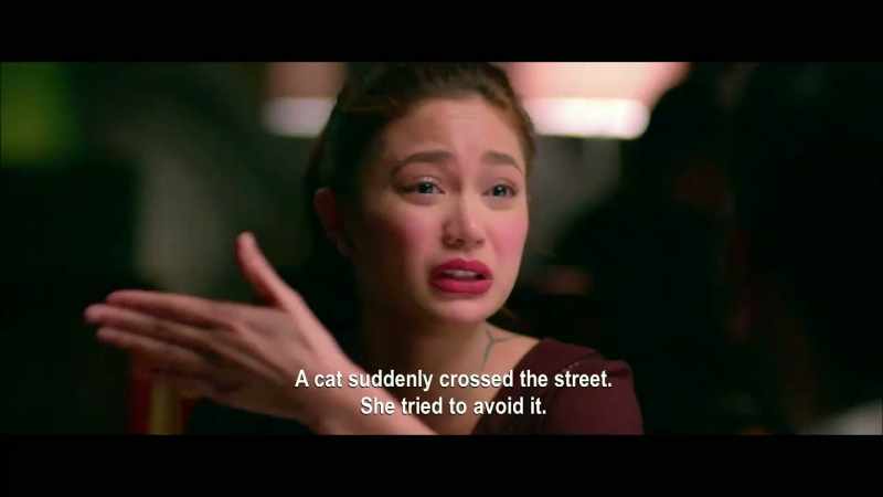 A cat suddenly crossed the street. She tried to avoid it