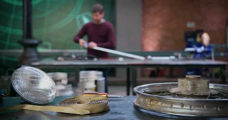 A hand-made craft built from scavenged parts