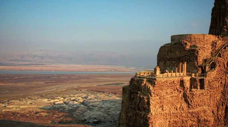 A hanging palace sits inside the fortress