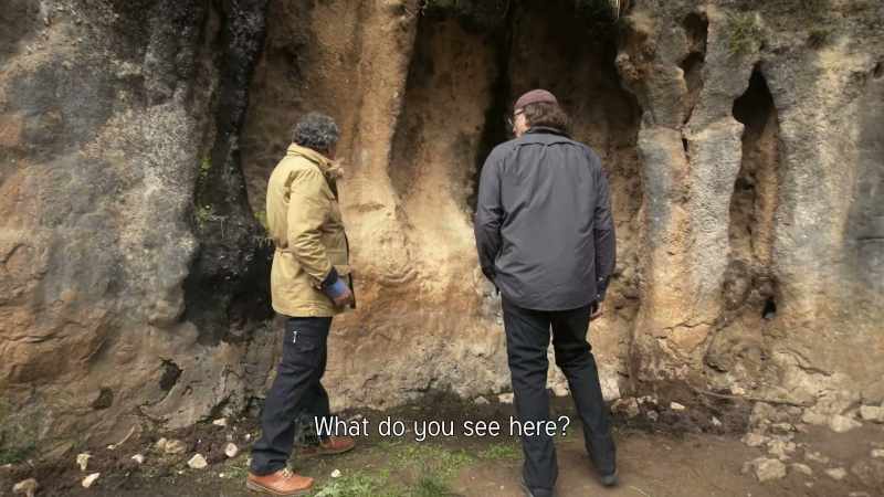A huge, ancient stone anchor