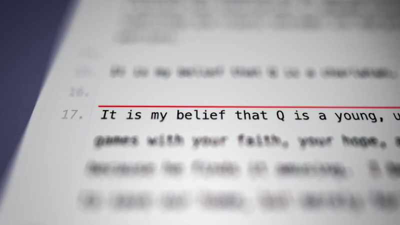 A.I. Voiceover: It is my belief that Q is a young