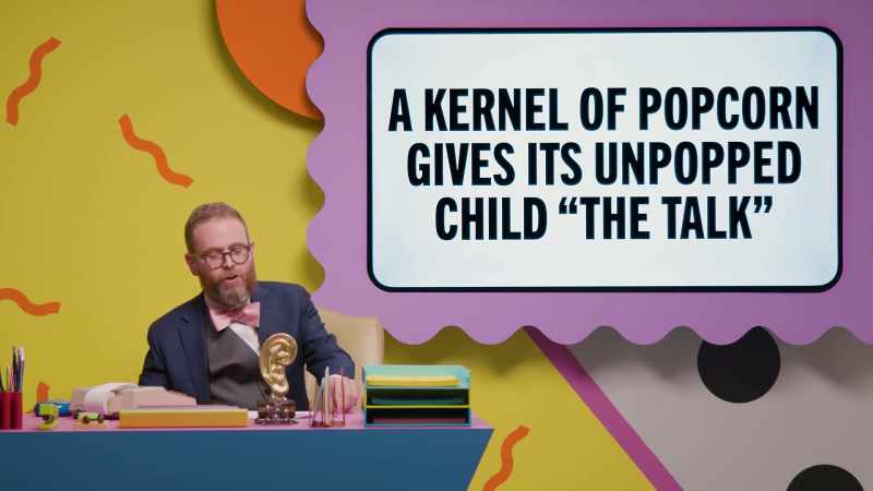 A kernel of popcorn gives its unpopped child