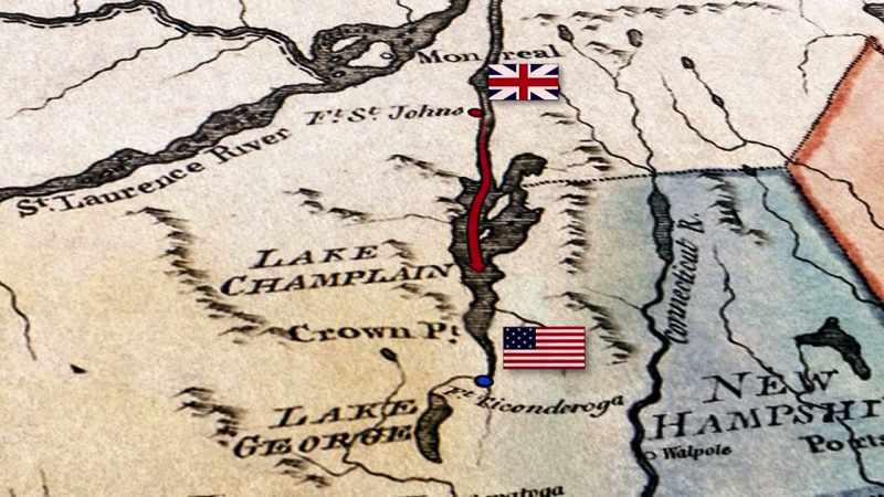 A large British force moving south from Canada