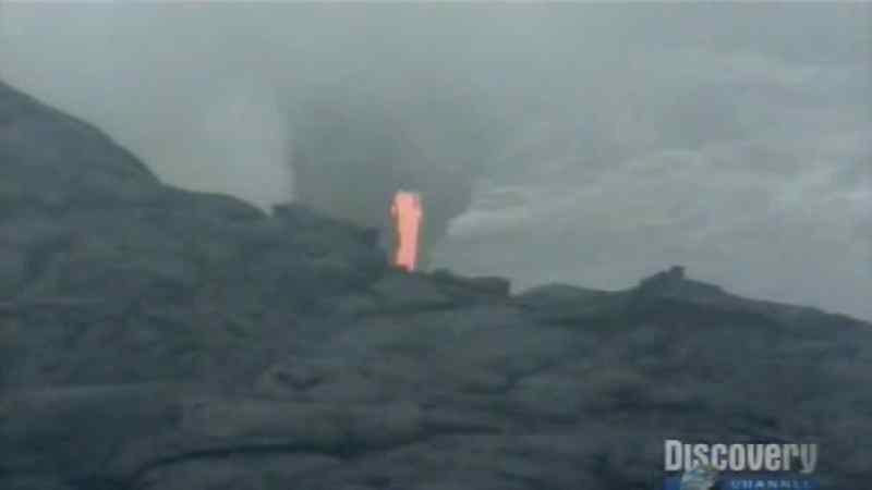 A lava flow drain into the sea