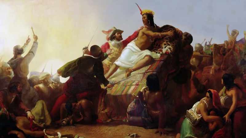 A little bit later, Pizarro goes down into Peru