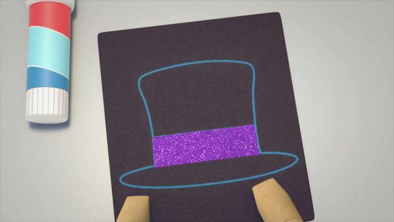 A magic top hat with a glittery band on it