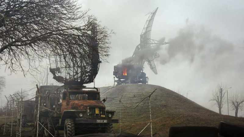 A military base with antiaircraft systems