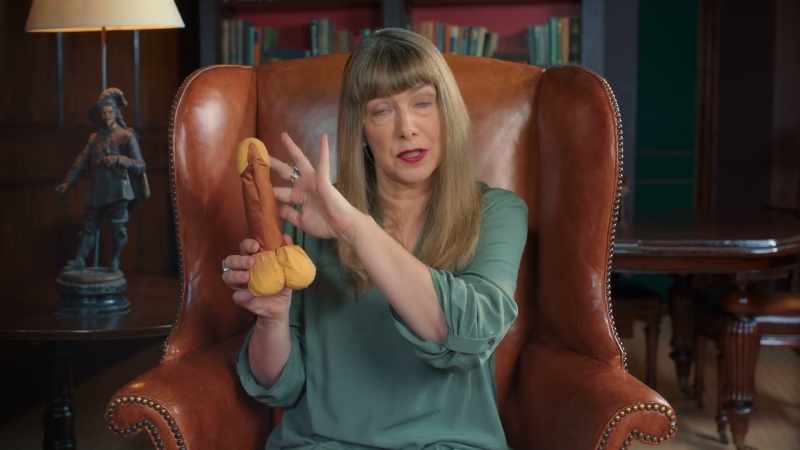 A nice simple stroke is when we hold the penis like that