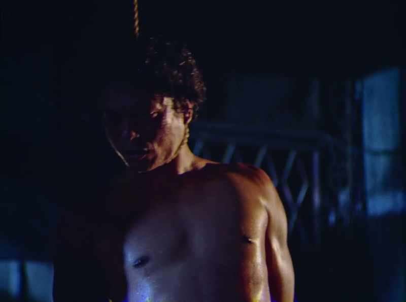 A noose is tied around his neck