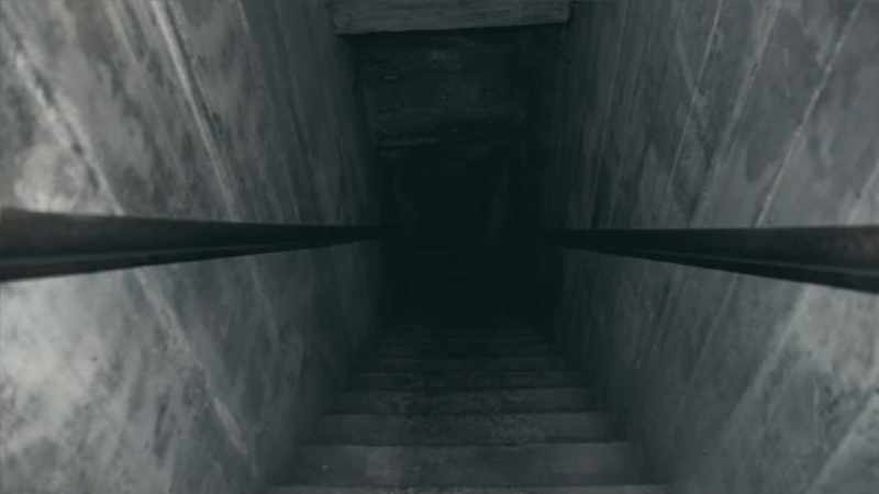 A pair of stairs going down