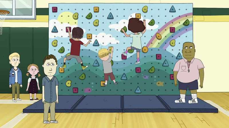A rock climbing wall. Wow, Tom