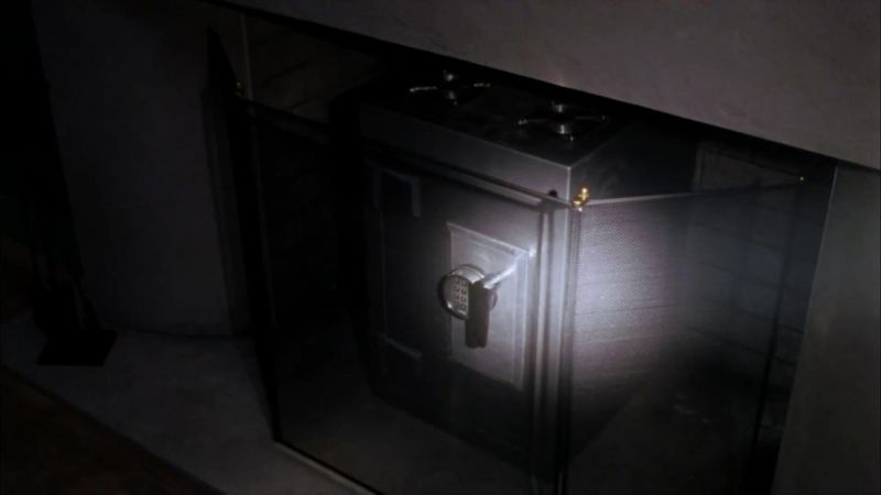 A safe in a fireplace