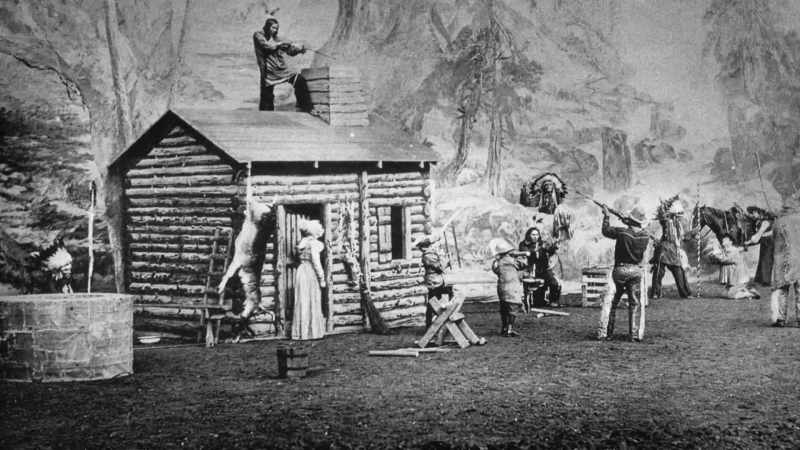 A settler's cabin was surrounded by Indians