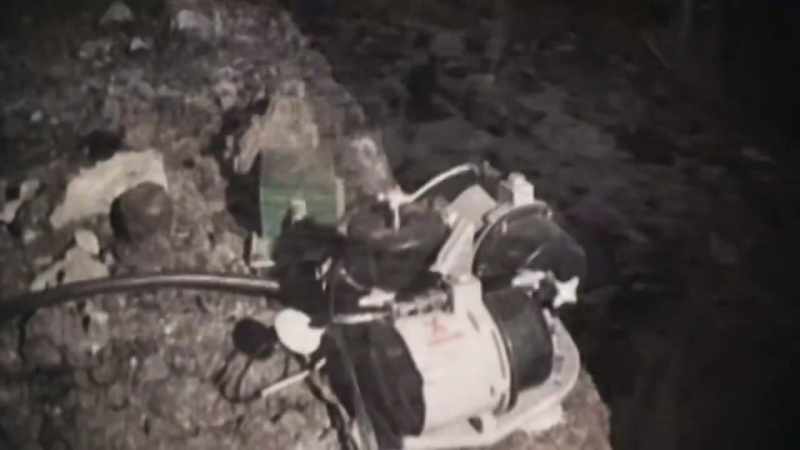 A solid large radioactive mass of melted nuclear fuel