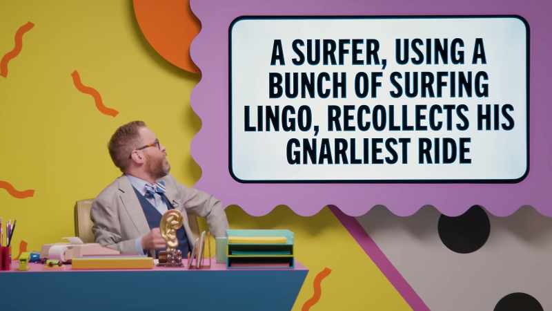 A surfer, using a bunch of surfing lingo