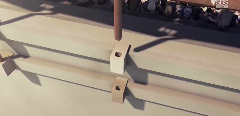 A tall mast was inserted into this hole