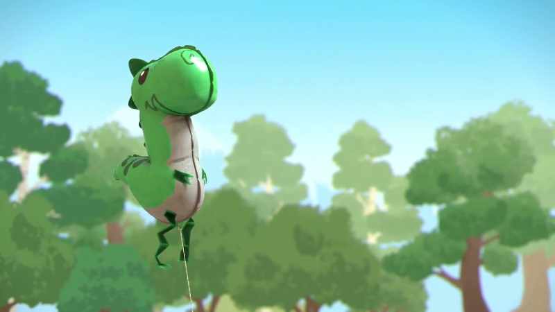 A tiny dinosaur flying through the air