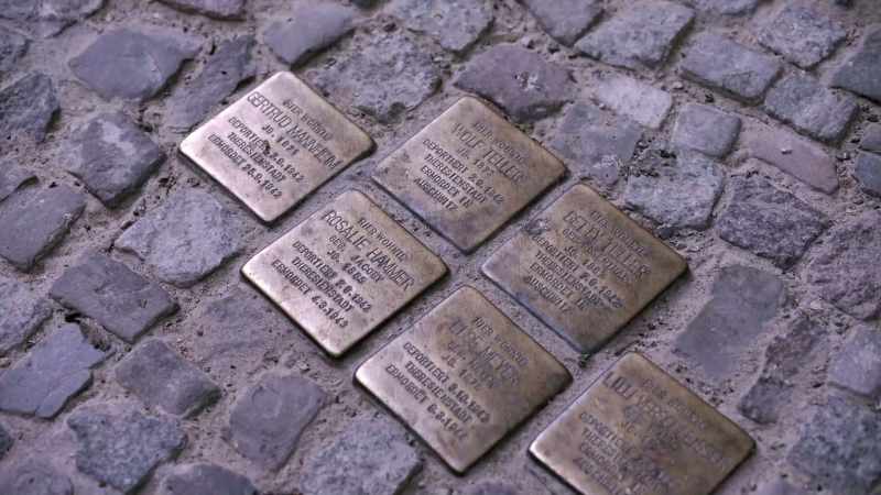 A UNIQUE EXAMPLE IS THAT YOU HAVE THESE STOLPERSTEINE