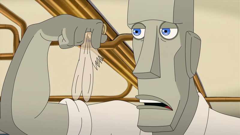 A used triple-dick condom with one sleeve torn off?