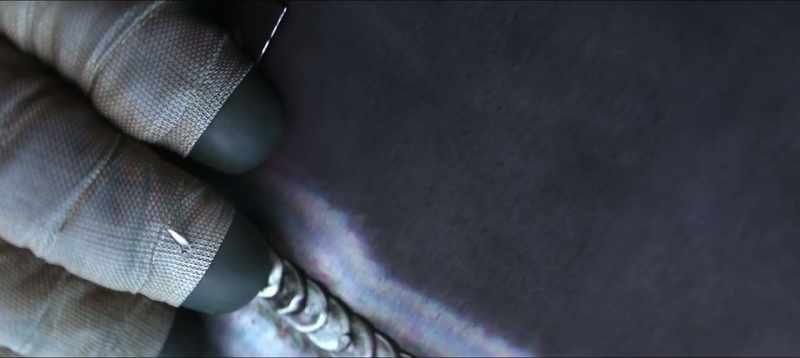 A welding burr went right through the glove and got embedded in it