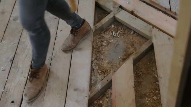 [Aaron] We fell through here. The floor is termite damaged