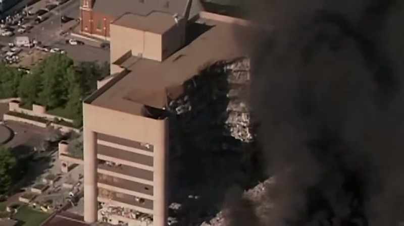 About a third of the building has been blown away