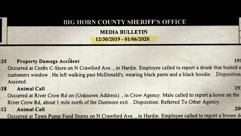 According to the Big Horn County Sheriff's Office call log